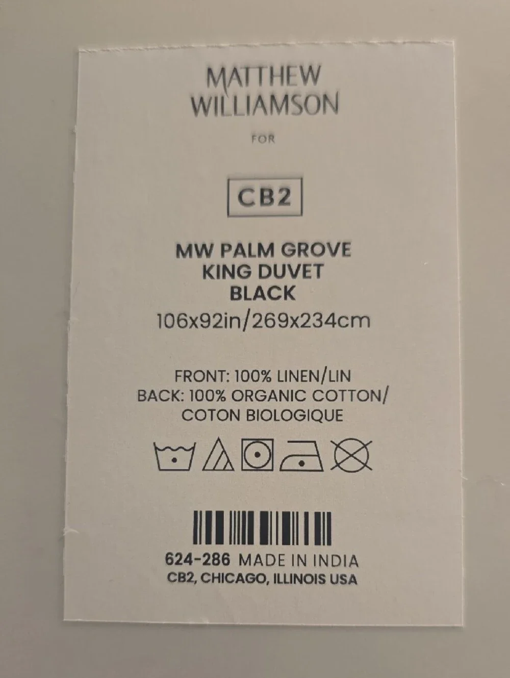 Exclusive Best Seller Palm Grove Linen King Duvet Cover Black & Tencel